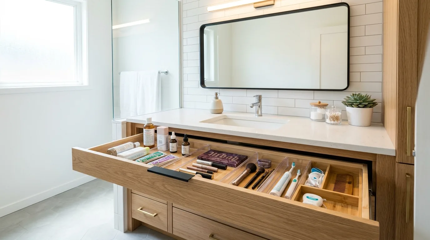 Over-toilet cabinet in soft white finish