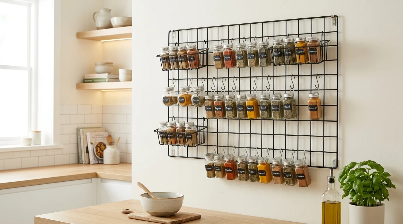 Corner spice carousel inside upper cabinet
