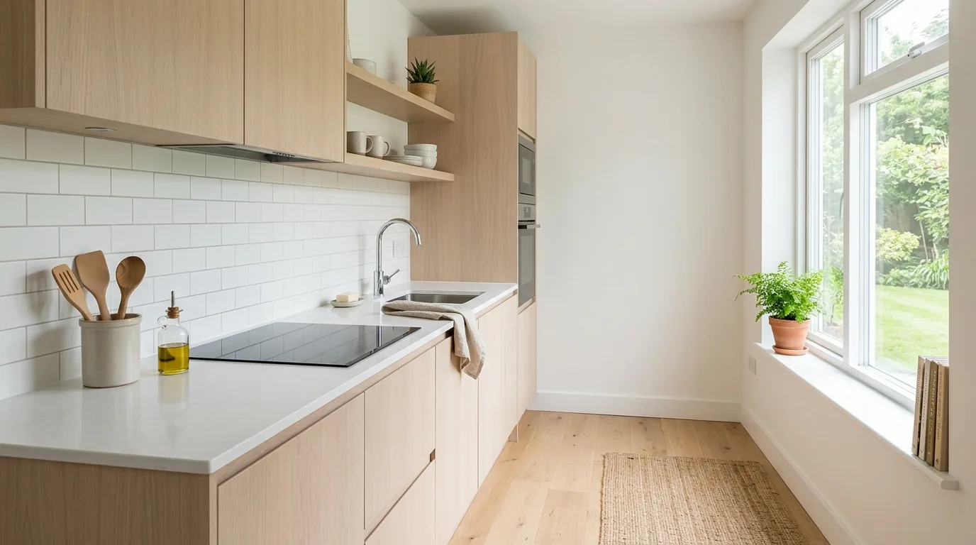 Kitchen nook with fold-down table attached to wall