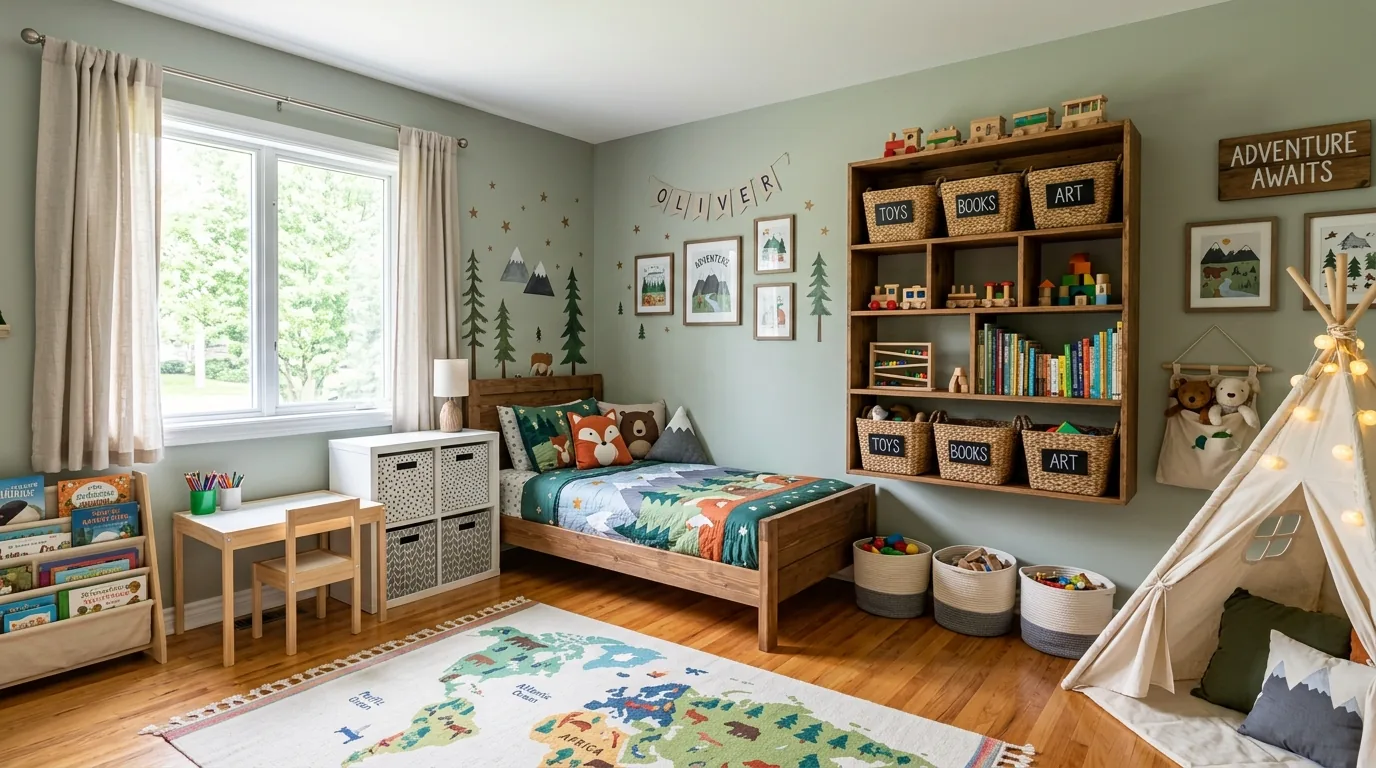 Older child's room with bed