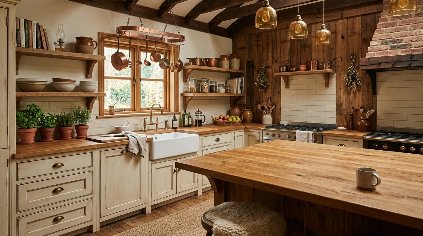 Dark soapstone-style surface in moody kitchen