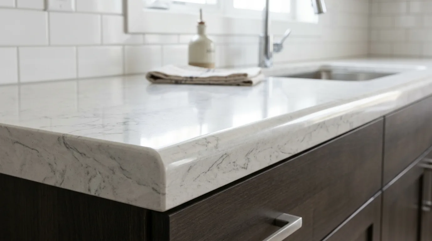 Family kitchen with stain-resistant quartz around heavy-use zones