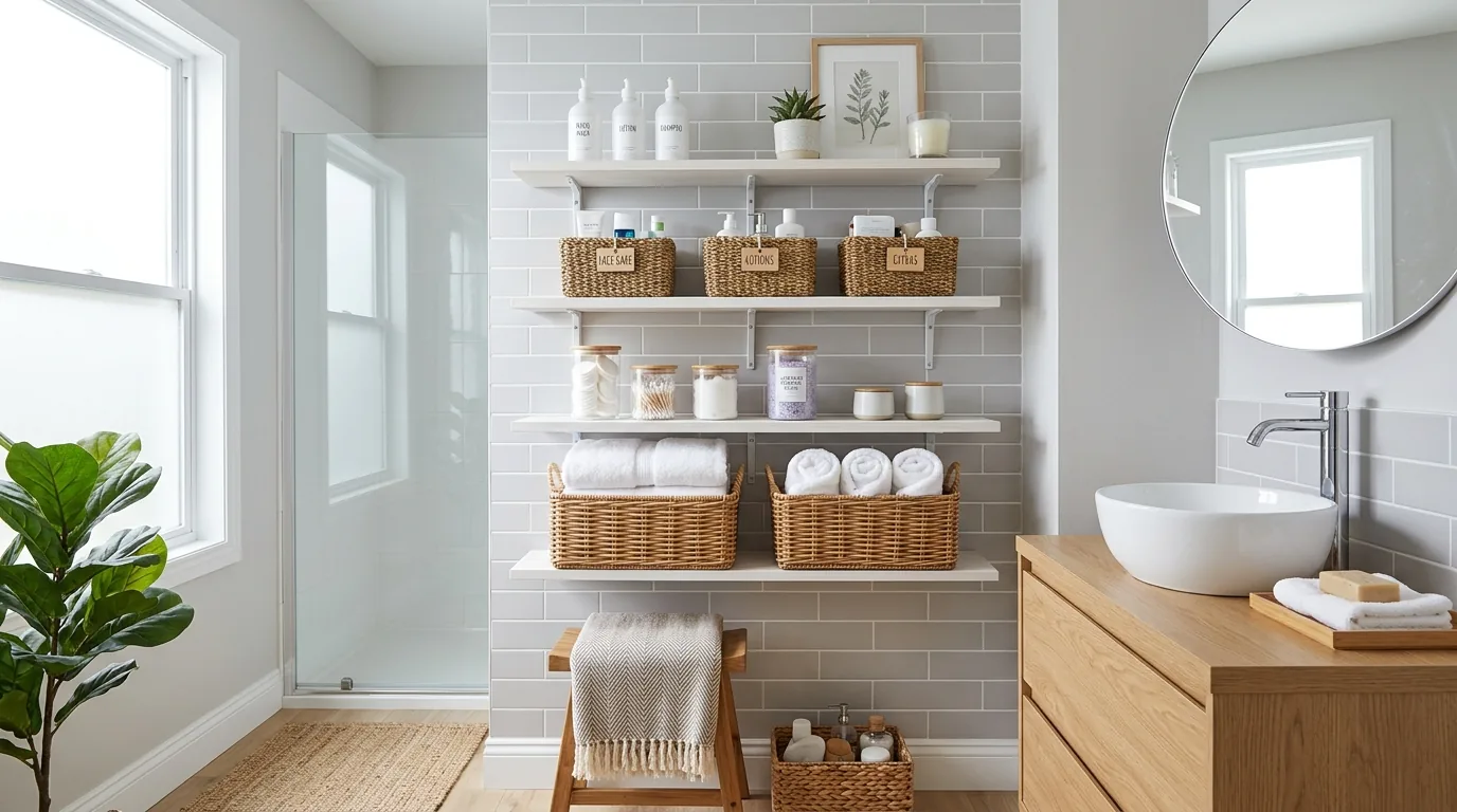 Bathroom vanity drawer dividers for toiletries and hair tools