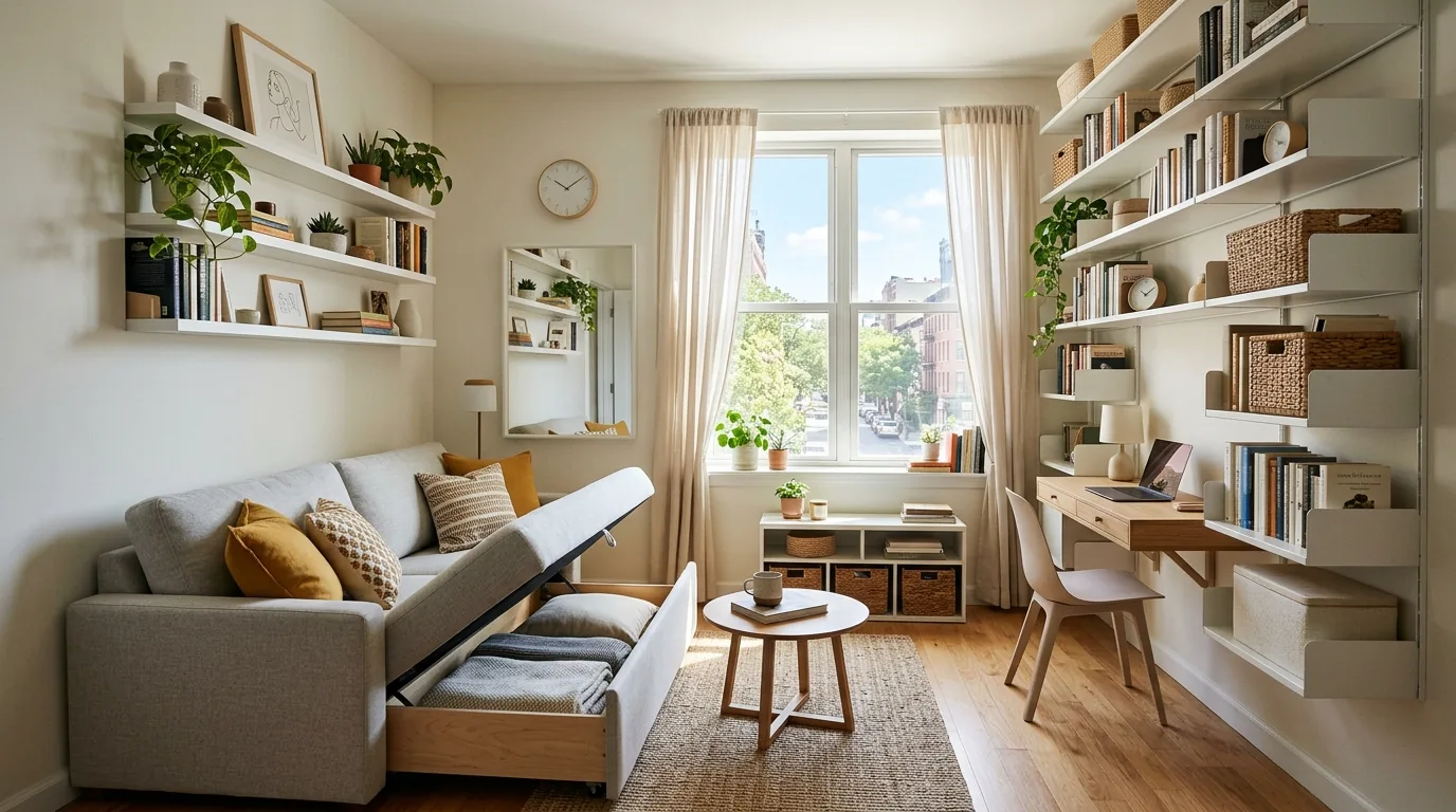 Small apartment with hooks