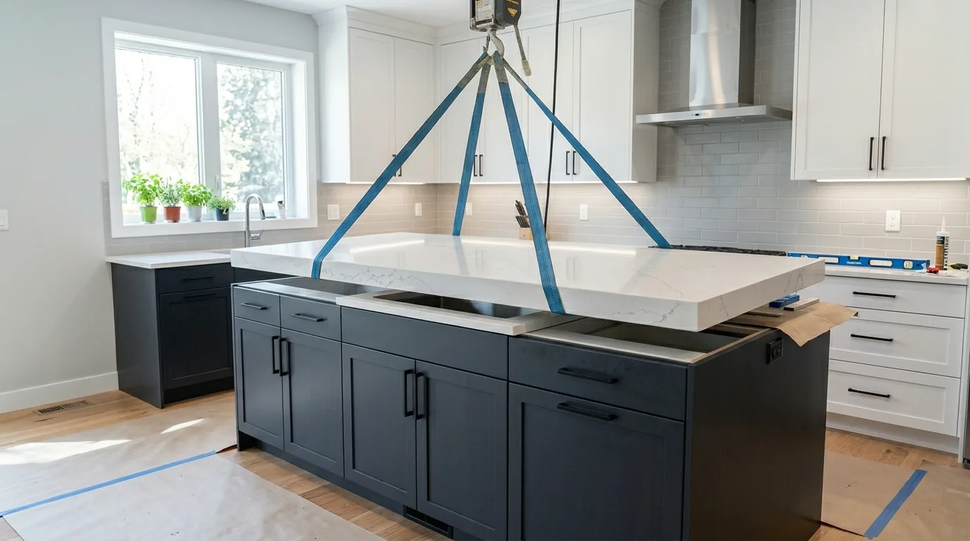 Farmhouse kitchen update with apron sink and shaker cabinets