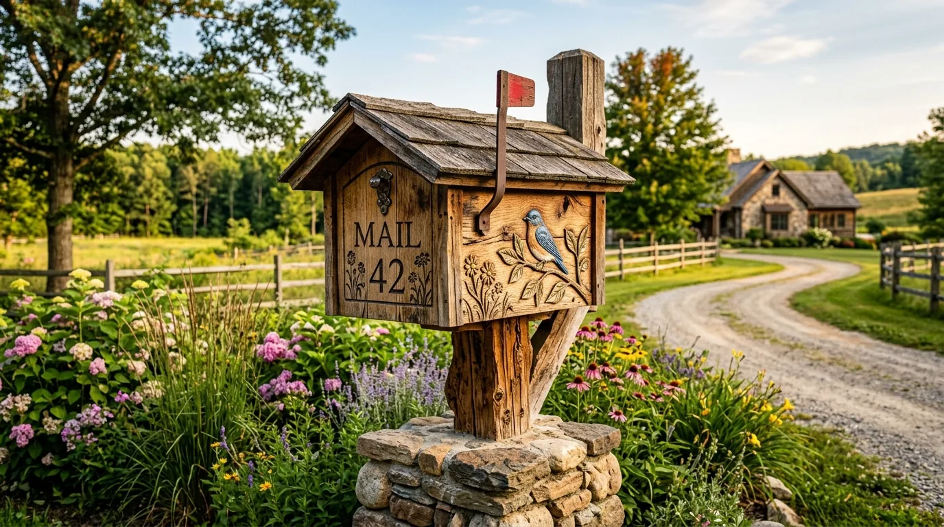 Brick mailbox base matching house facade