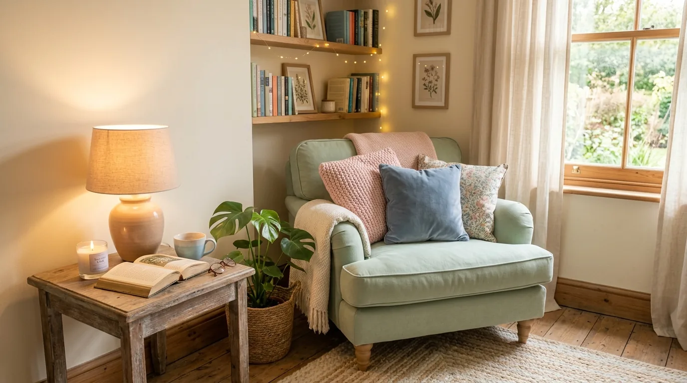 Scandinavian room with pastel accessories over bright neutral base