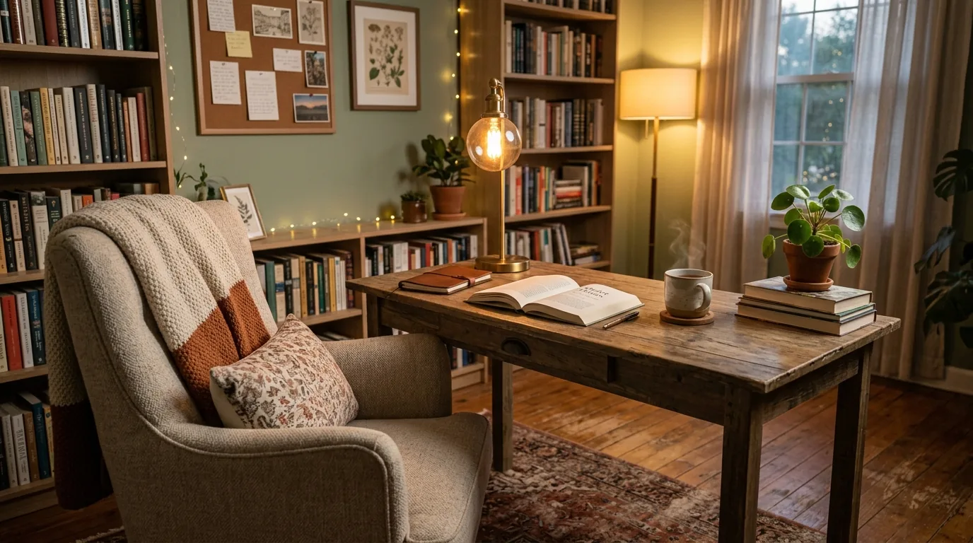 Shared study room with double desks and divided storage