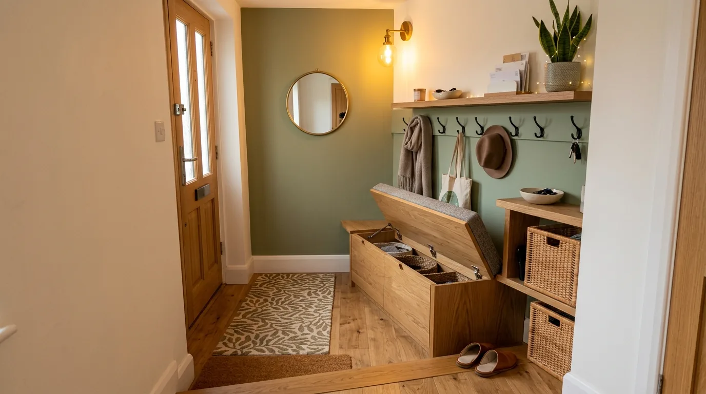 Shared bedroom with bunk bed and integrated desk below