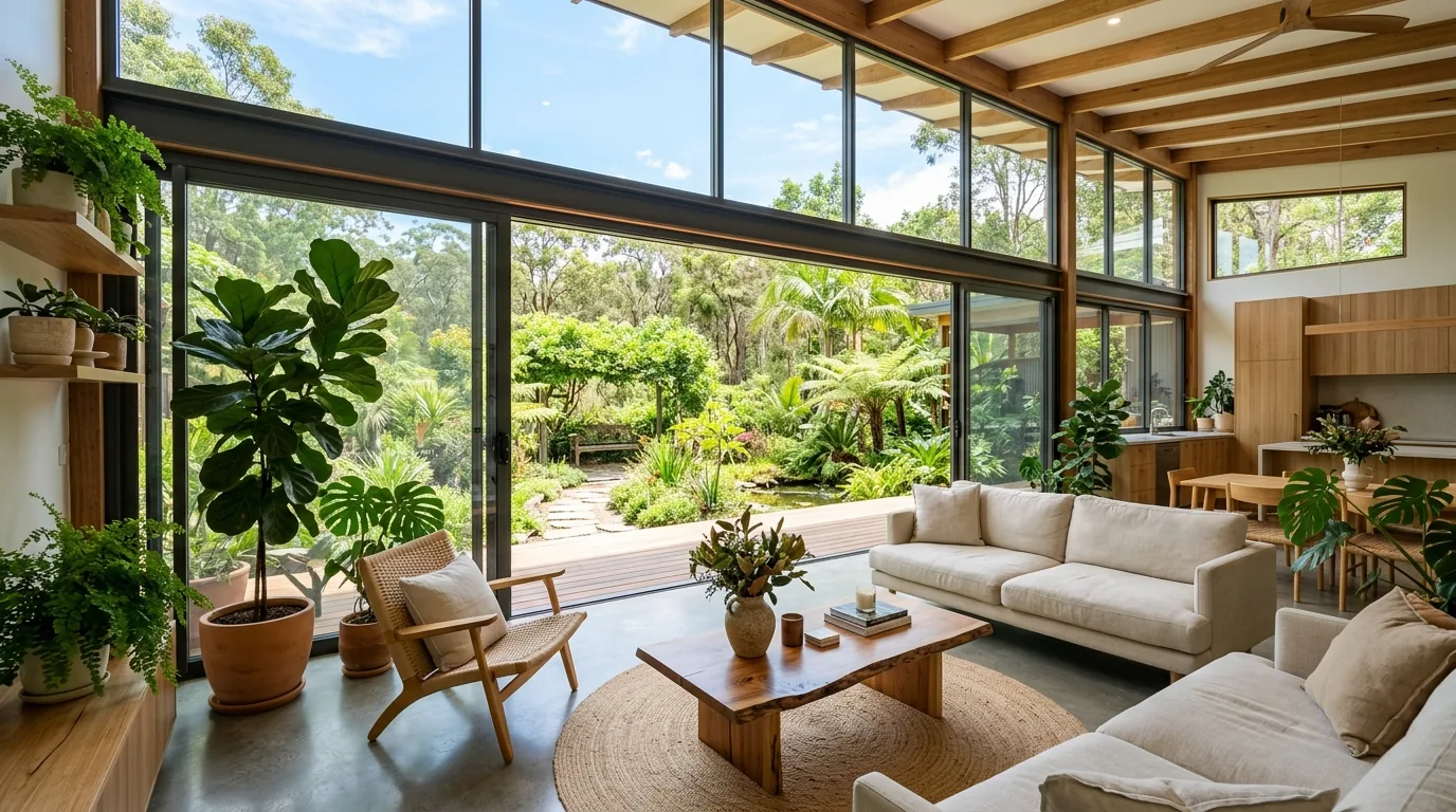 Living room corner with mossy green accent chair