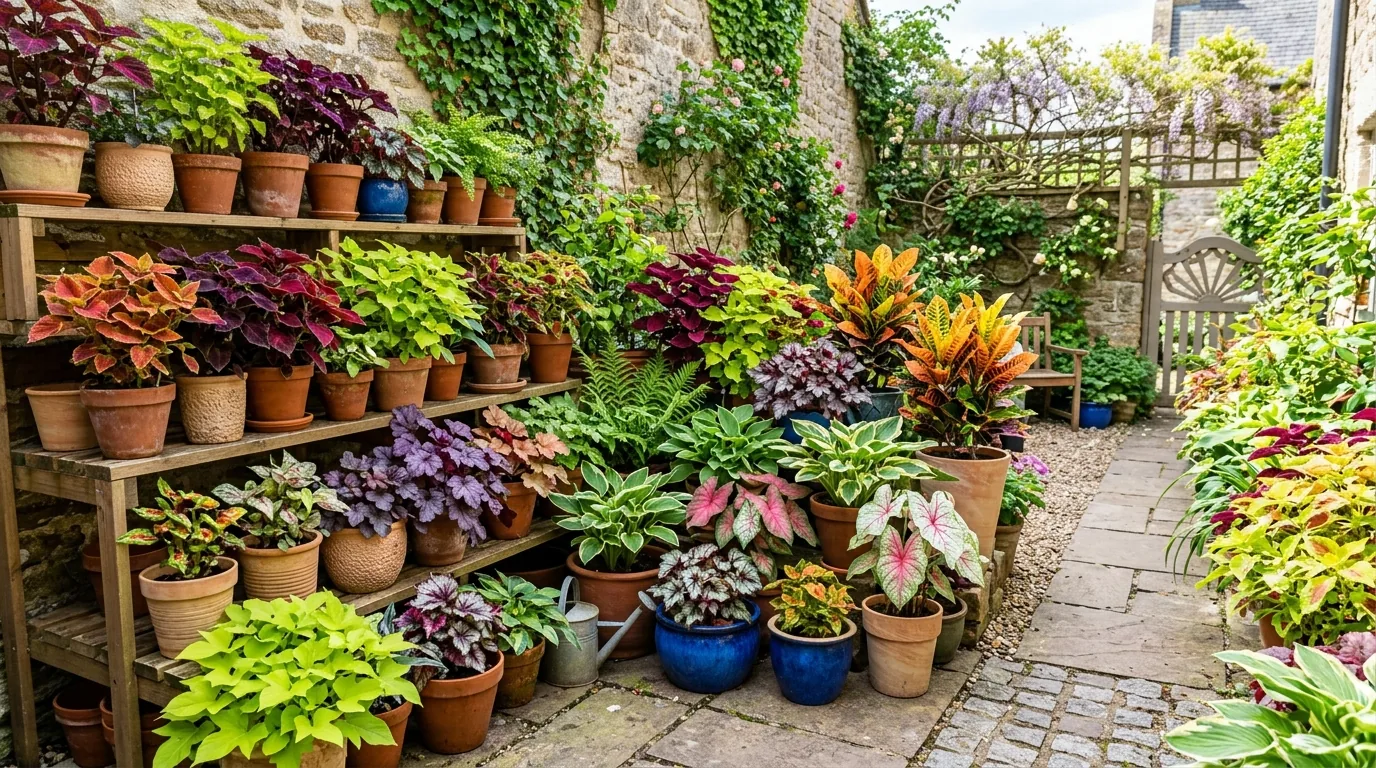 Lush side yard with ferns