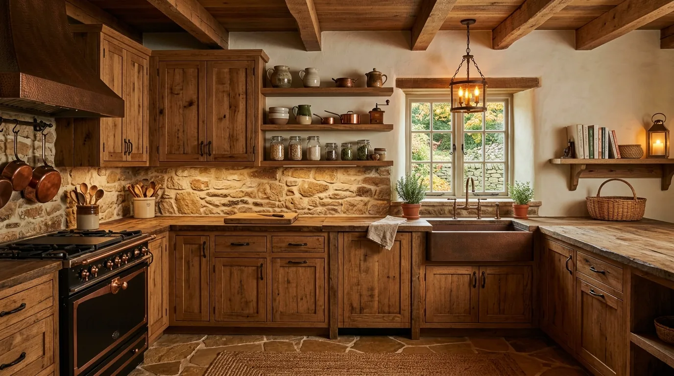 Bedroom with reclaimed wood wall and layered linen bedding