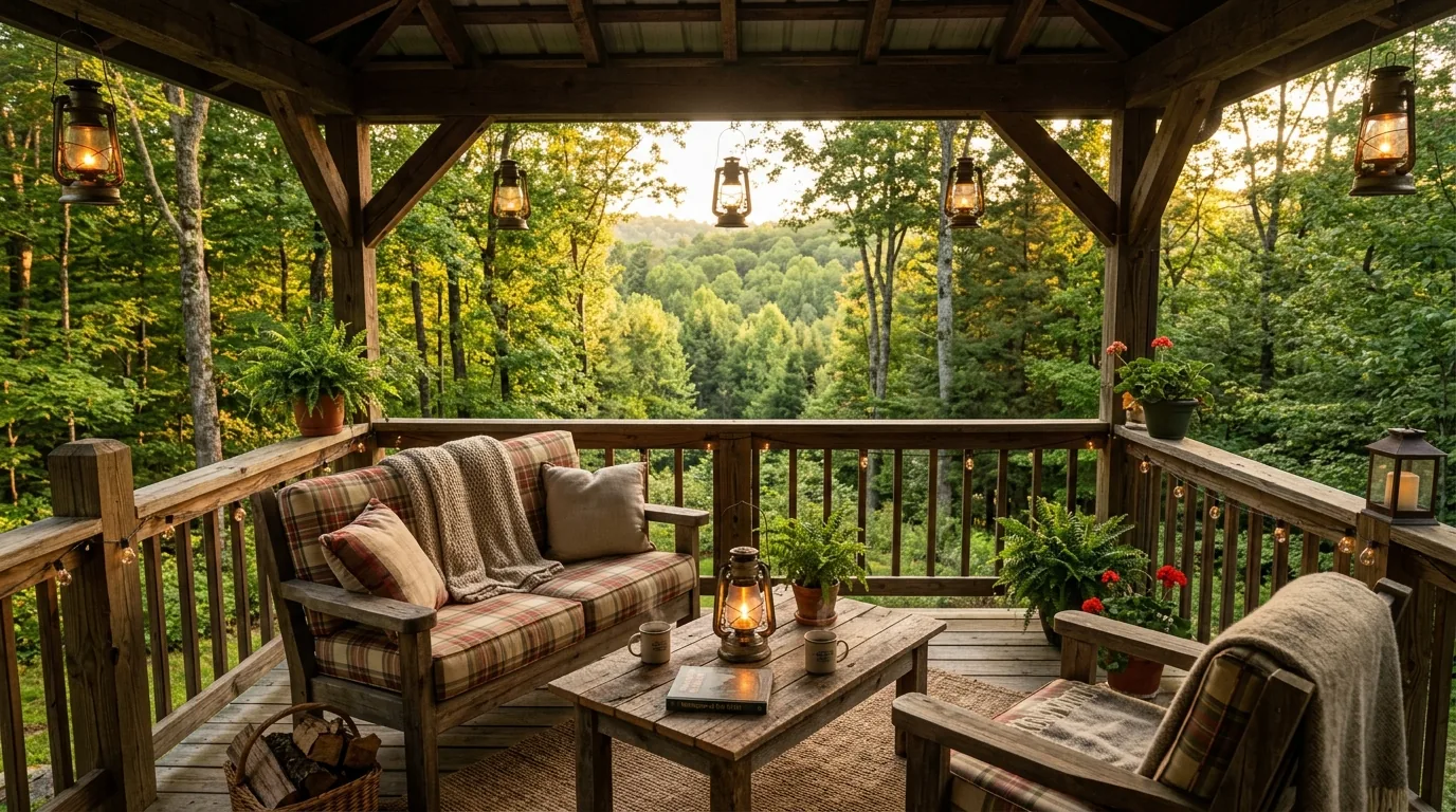 Holiday-ready rustic mantle with greenery