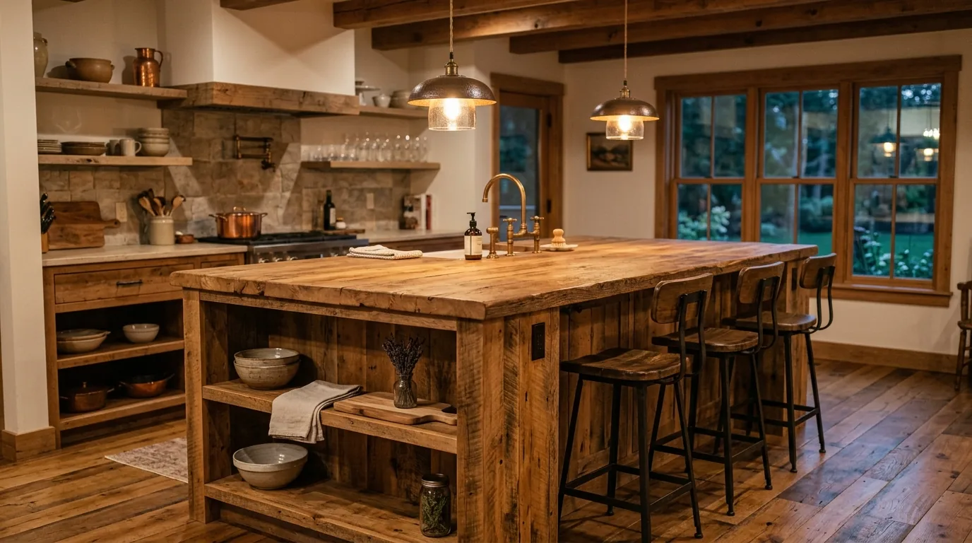 Cinematic rustic home with cozy cabin materials