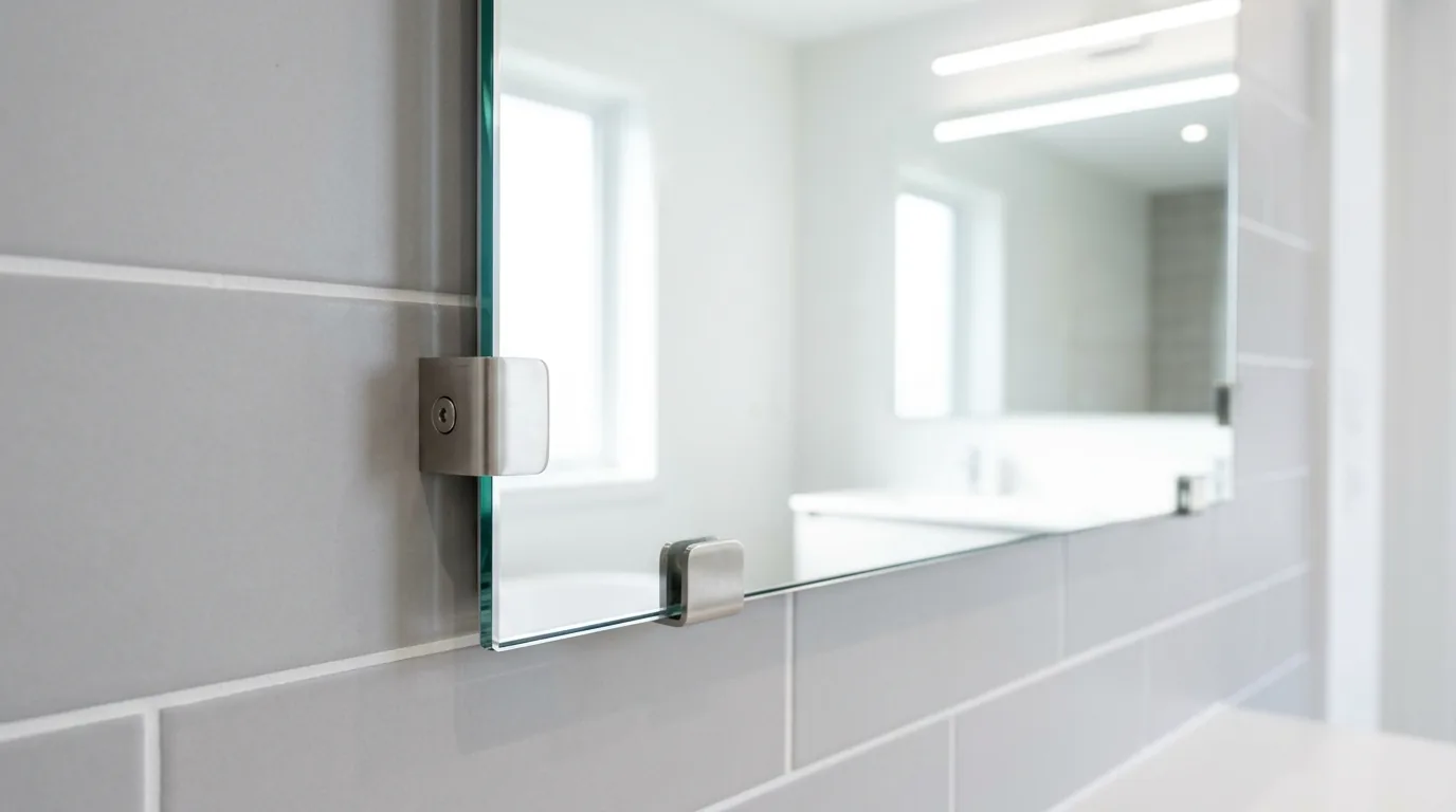 Traditional bath renovation with marble-look surfaces and polished nickel