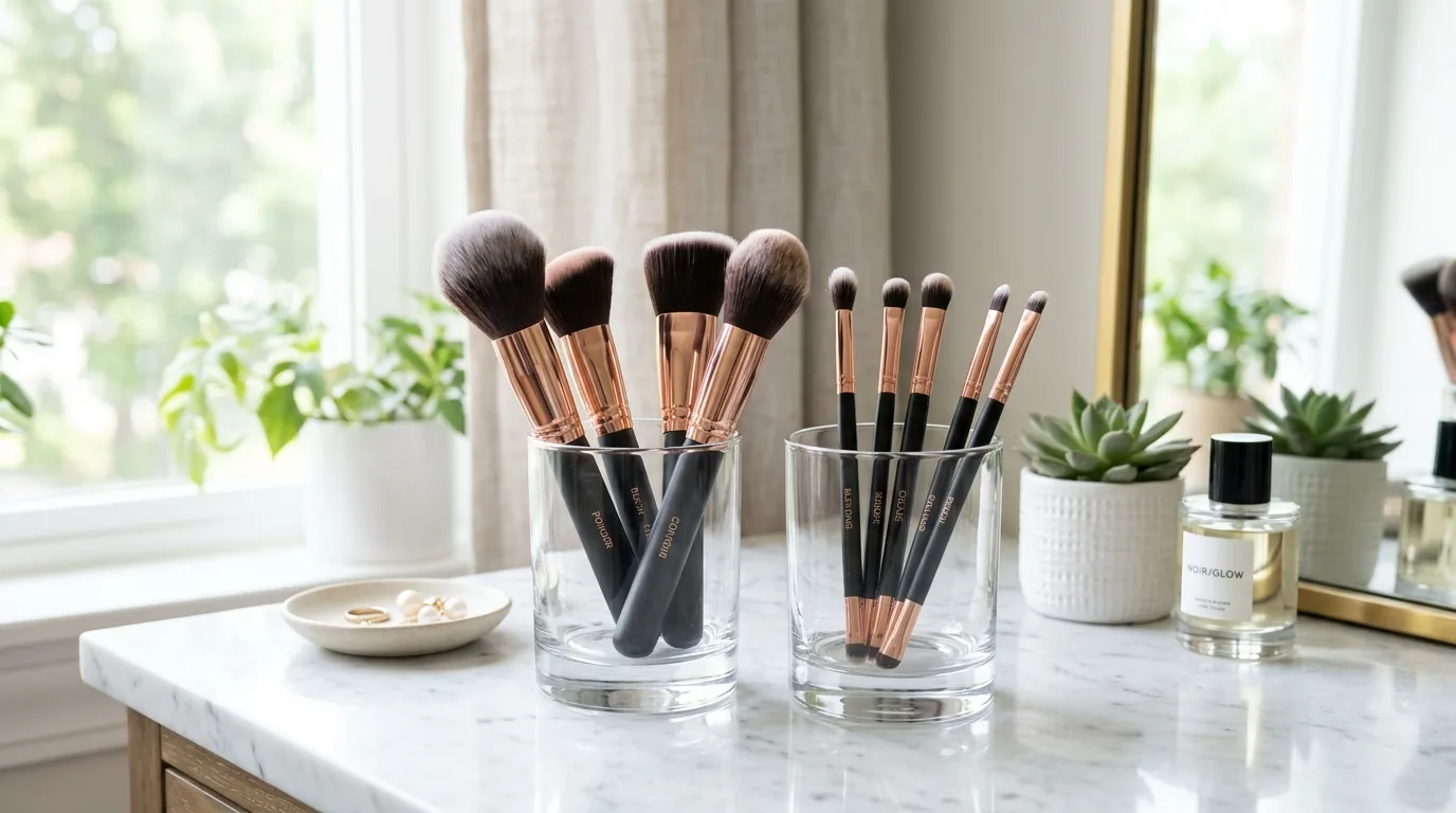 Shared vanity with mirrored symmetry and separate organizers