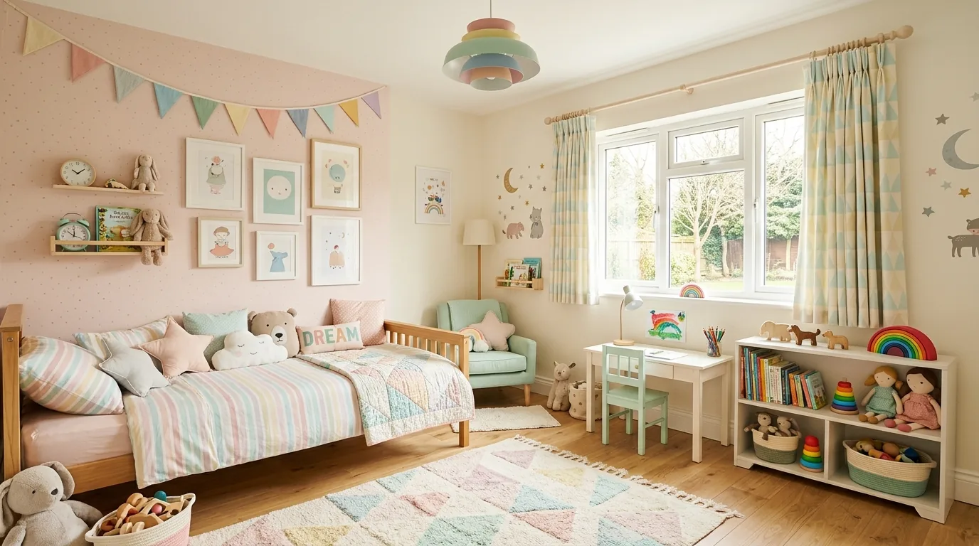 Kids room using muted coral
