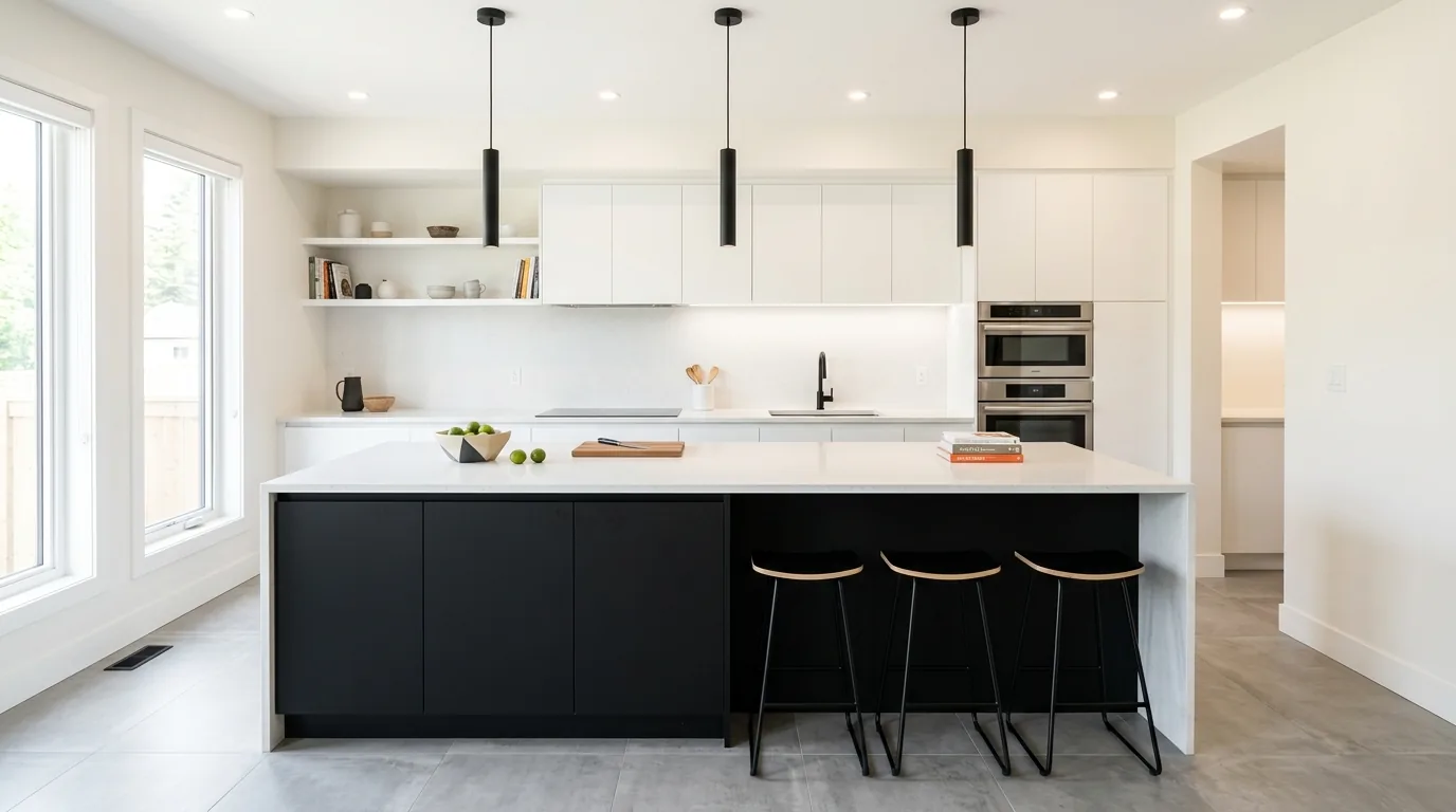 Luxury island with integrated sink and slab stone sides