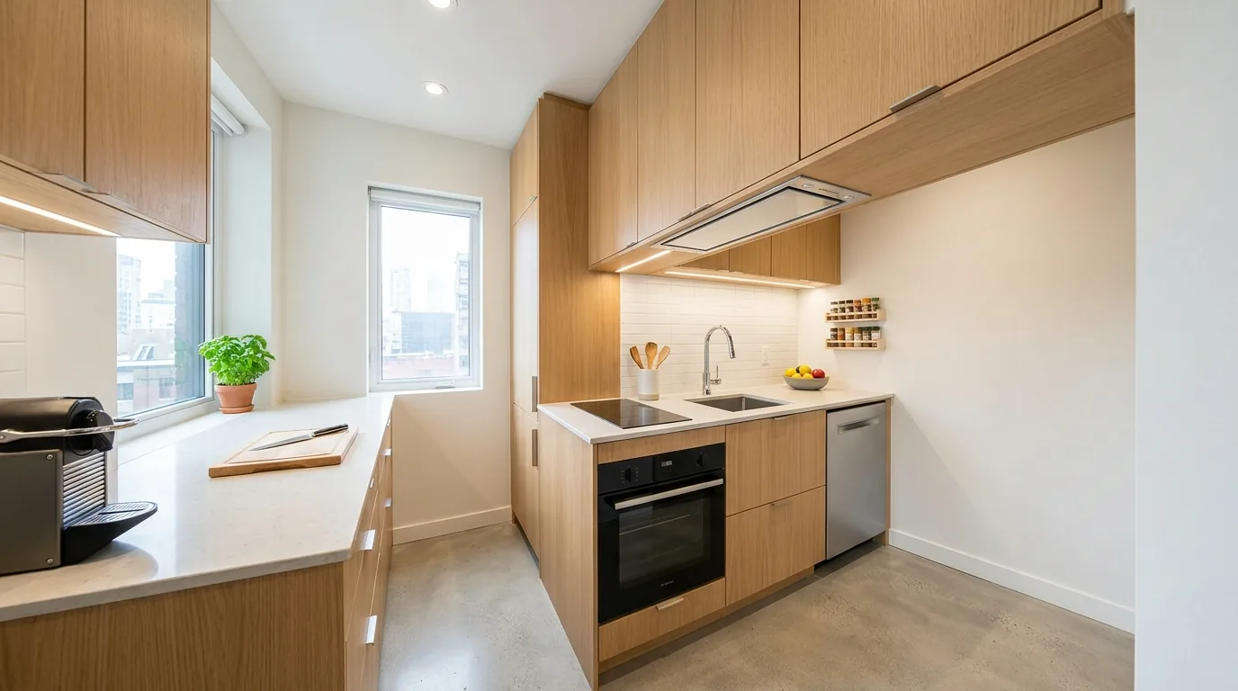 Cinematic range hood wall with custom form
