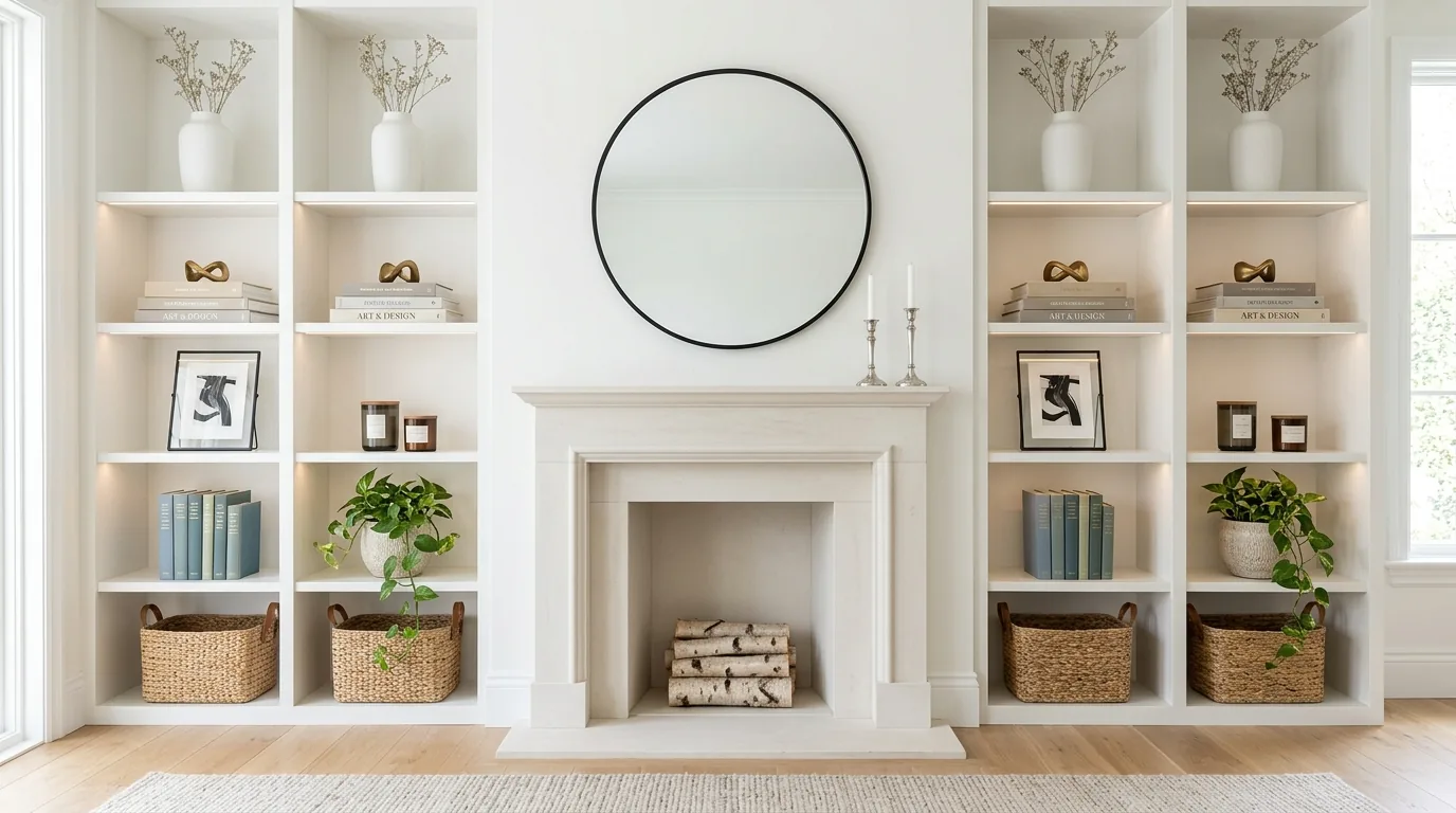 Luxury built-ins with oversized art books