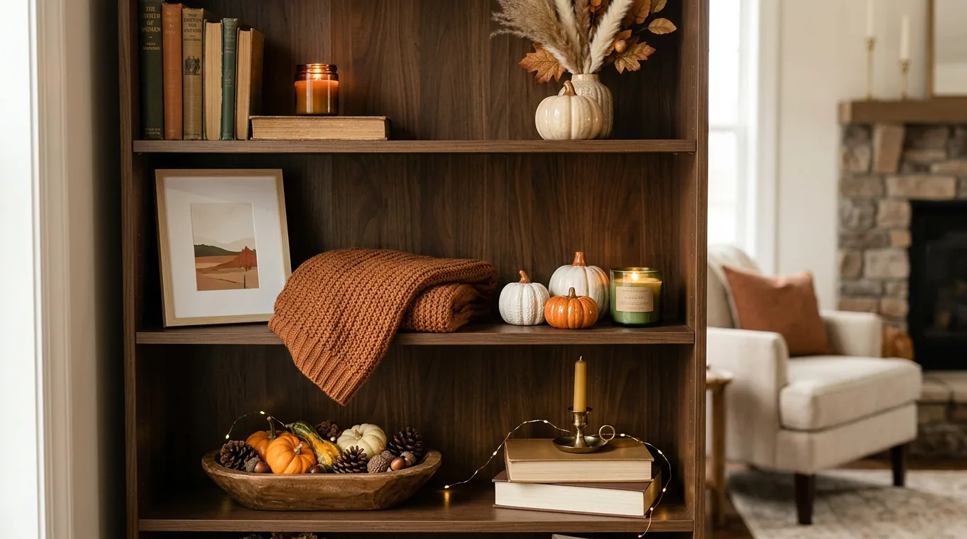 Cinematic shelving with layered objects
