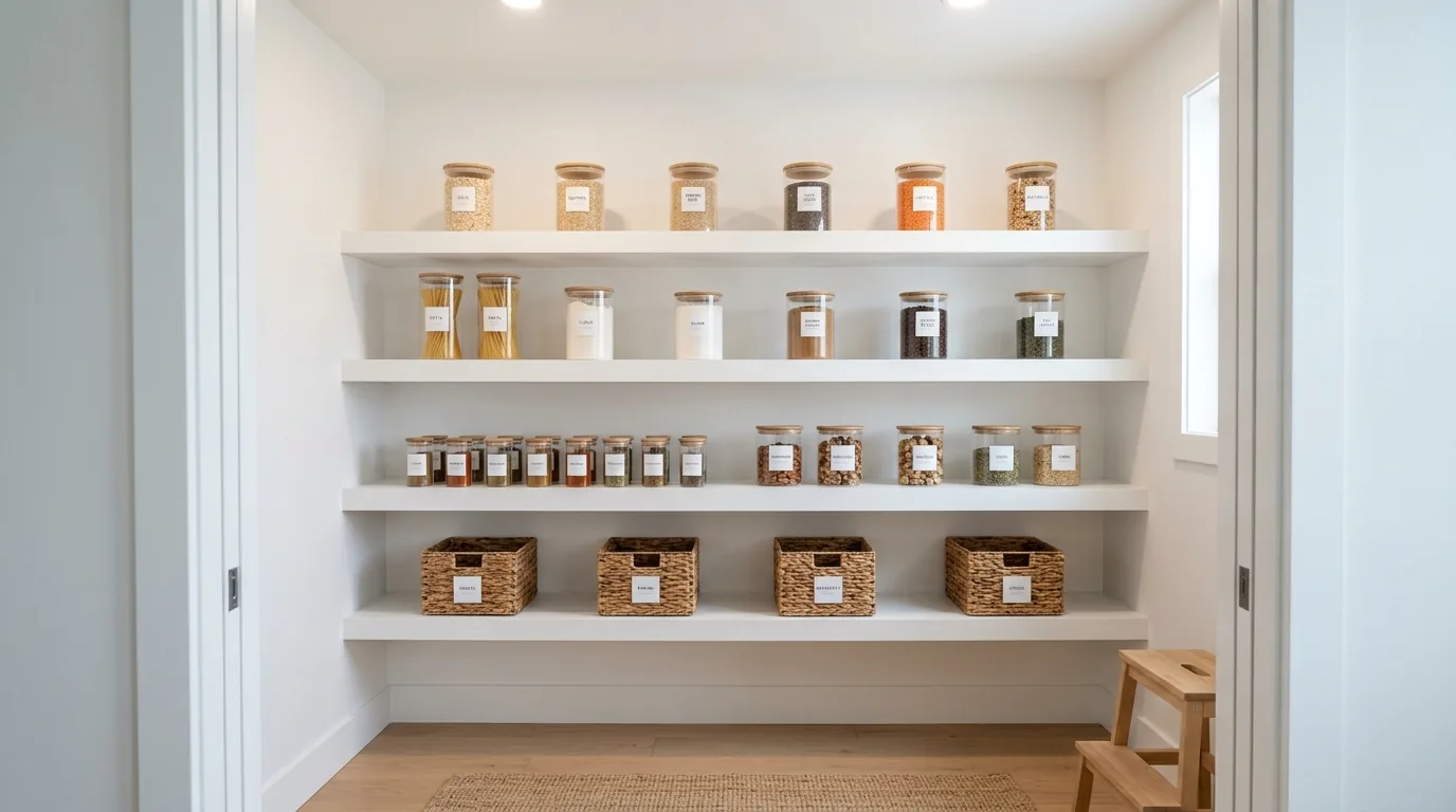 Butler pantry with creamy millwork