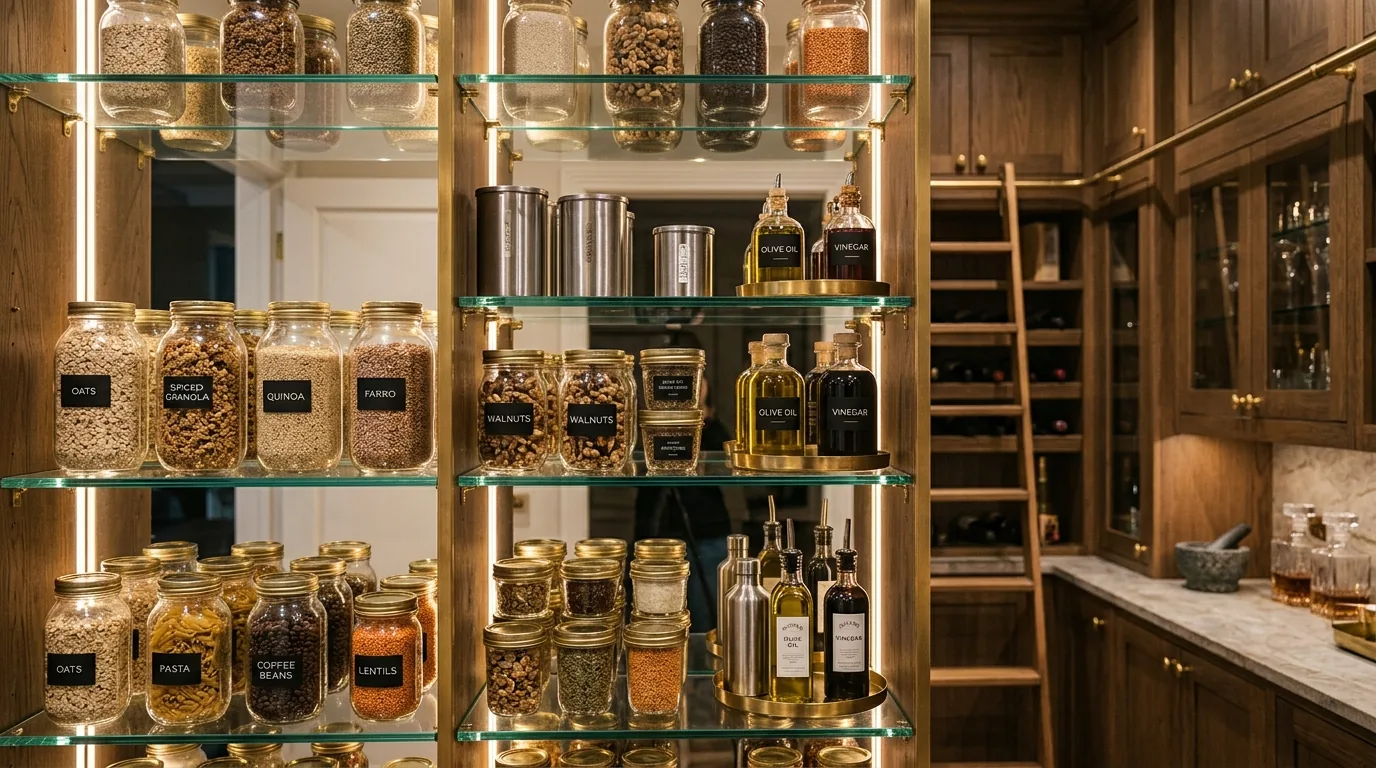Pantry with symmetrical shelving