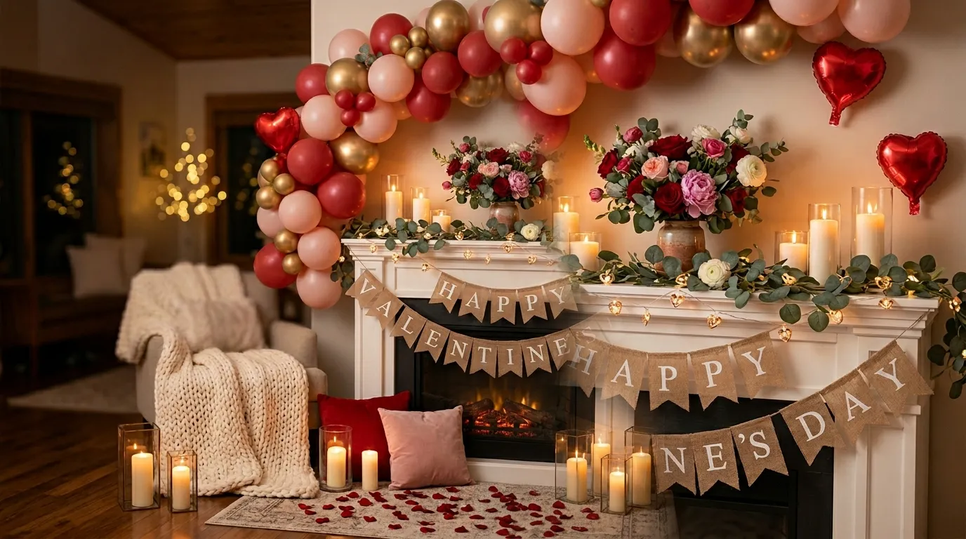 Cinematic Valentine's decor with candlelight