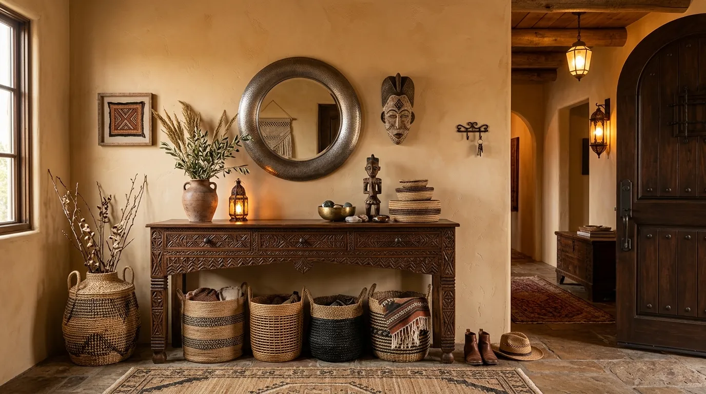 Kitchen corner with woven trays