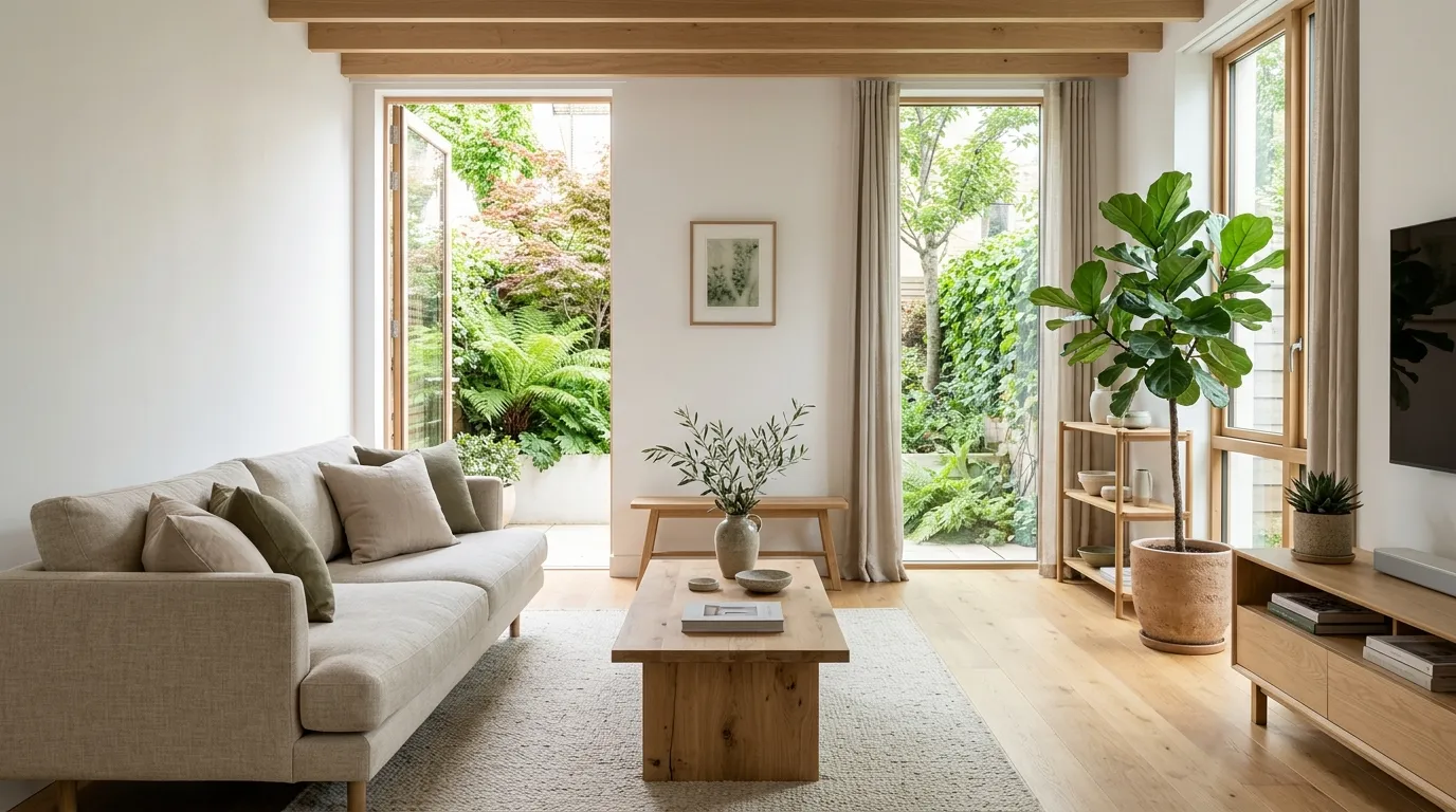 Living room with jute rug