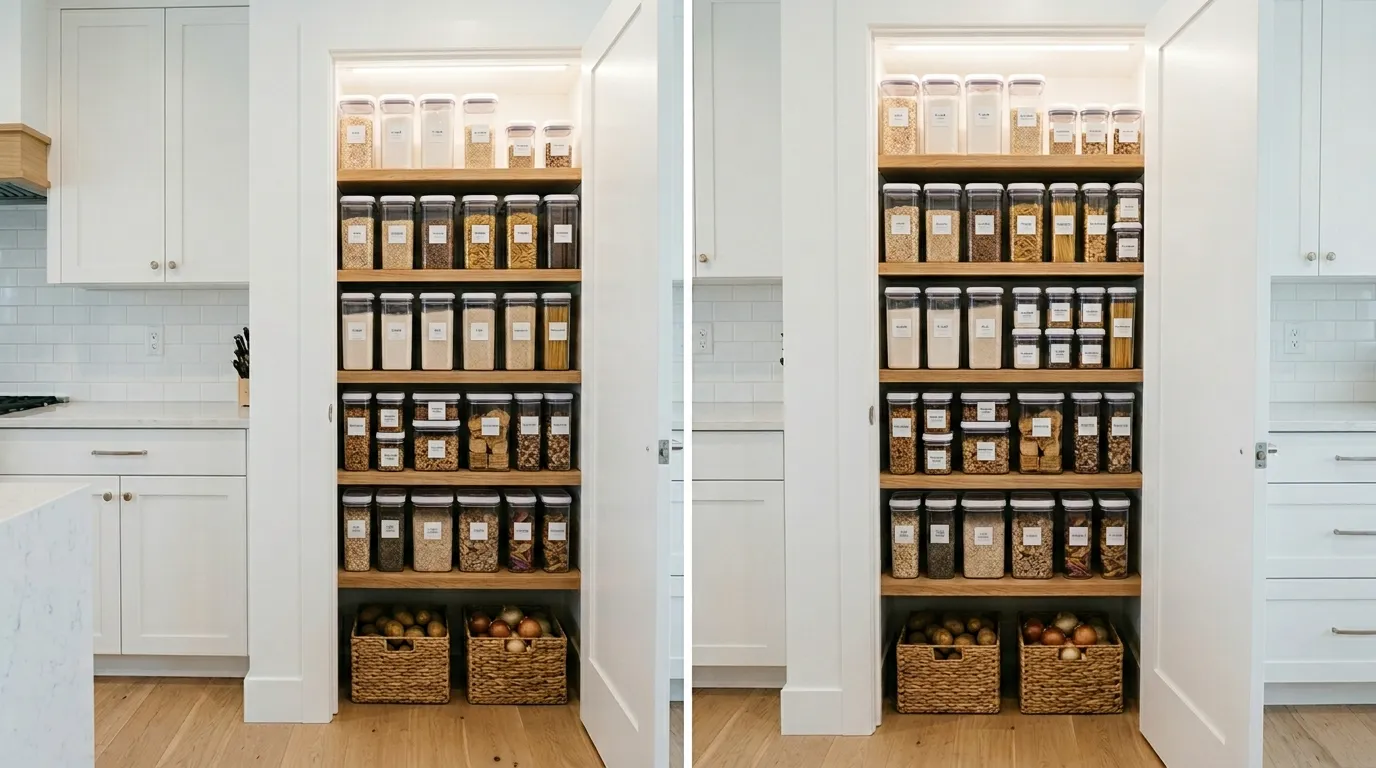 Appliance garage inside pantry with coffee station and concealed clutter