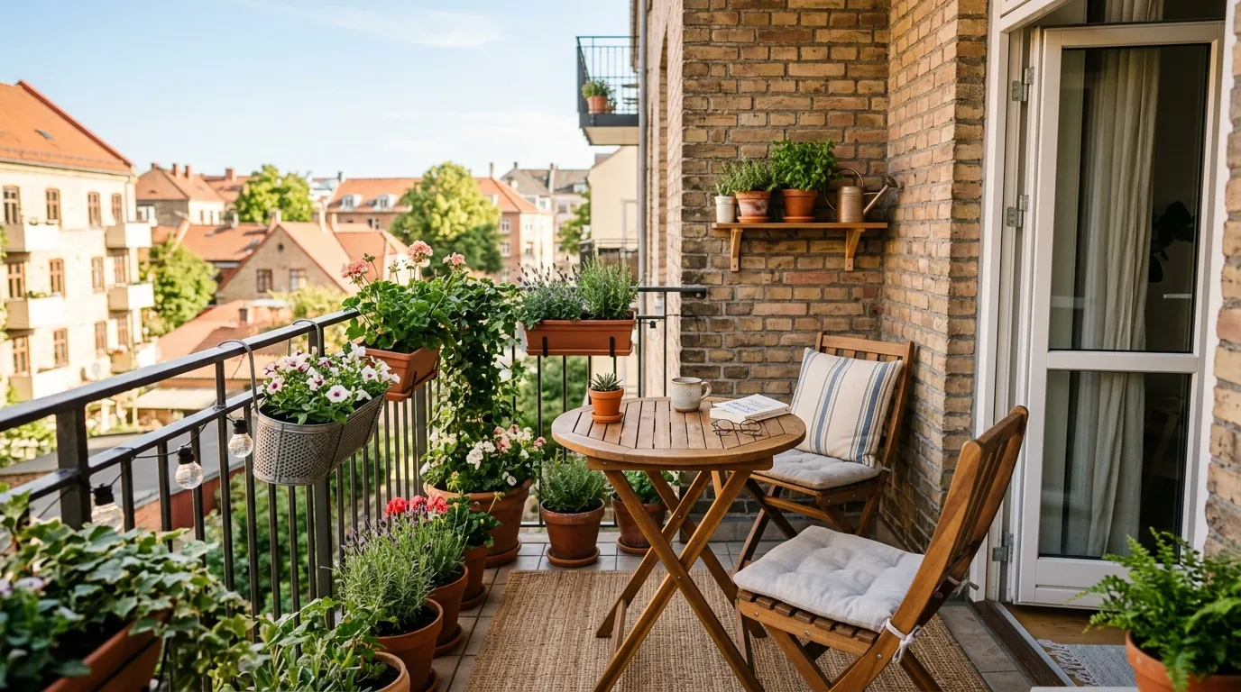 Minimal balcony with sling chair