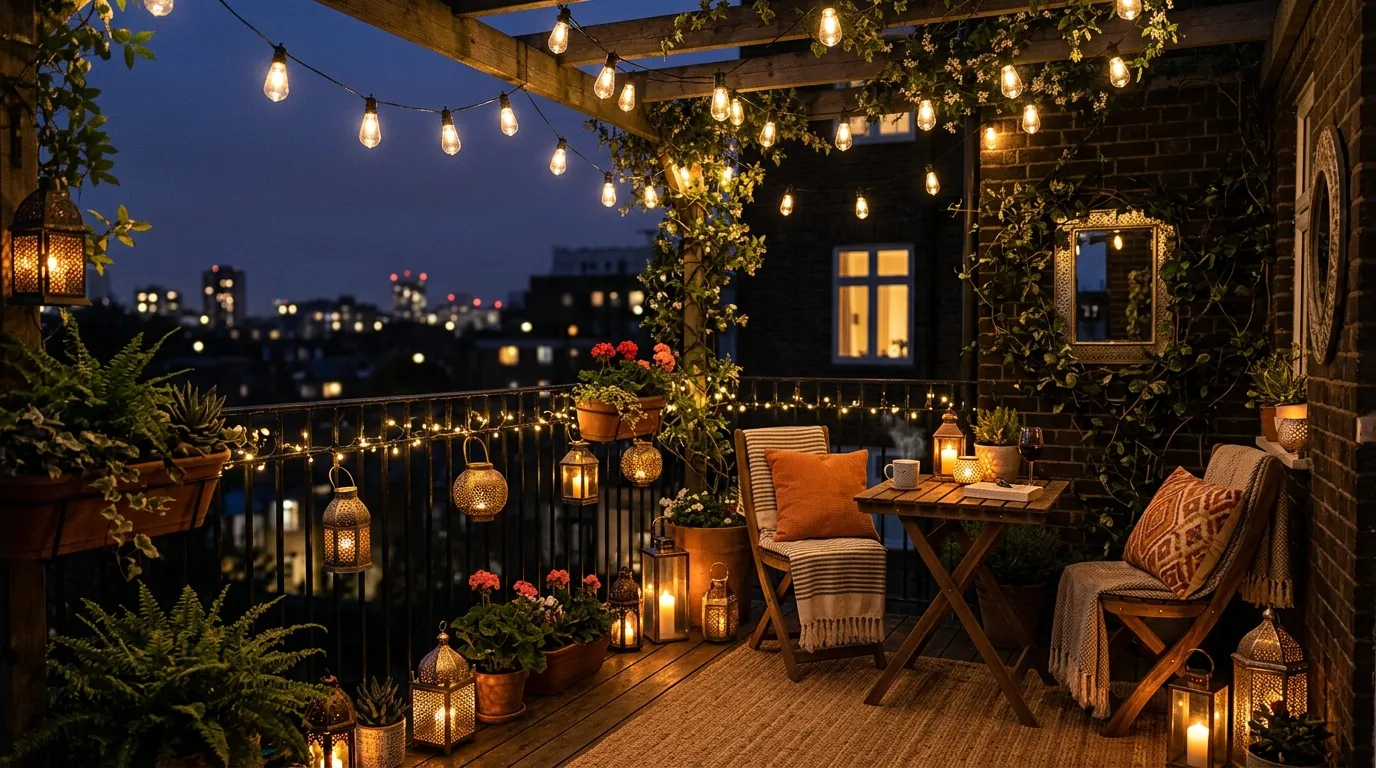 Cinematic balcony with soft light