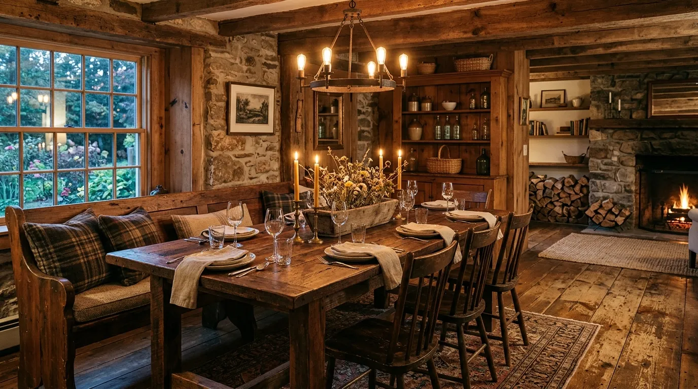 Luxury dining room with long table