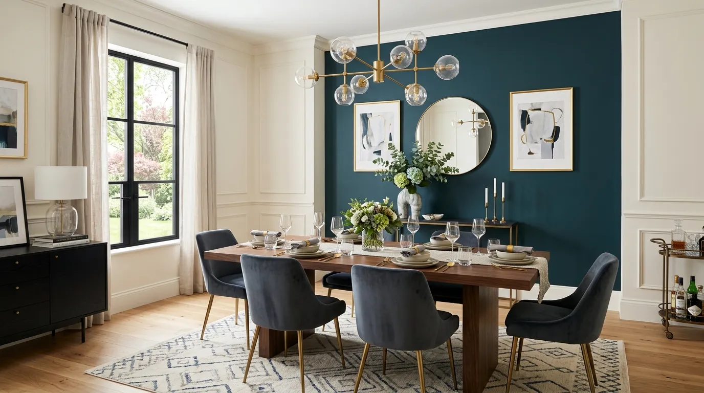Scandinavian dining room with pale oak table and soft neutral textiles