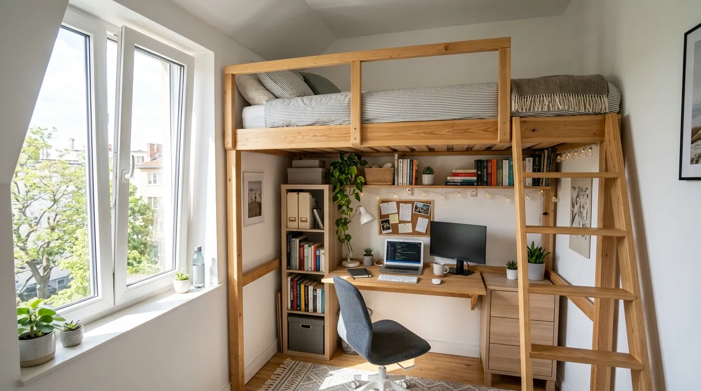 Small apartment kitchen with drop leaf dining table
