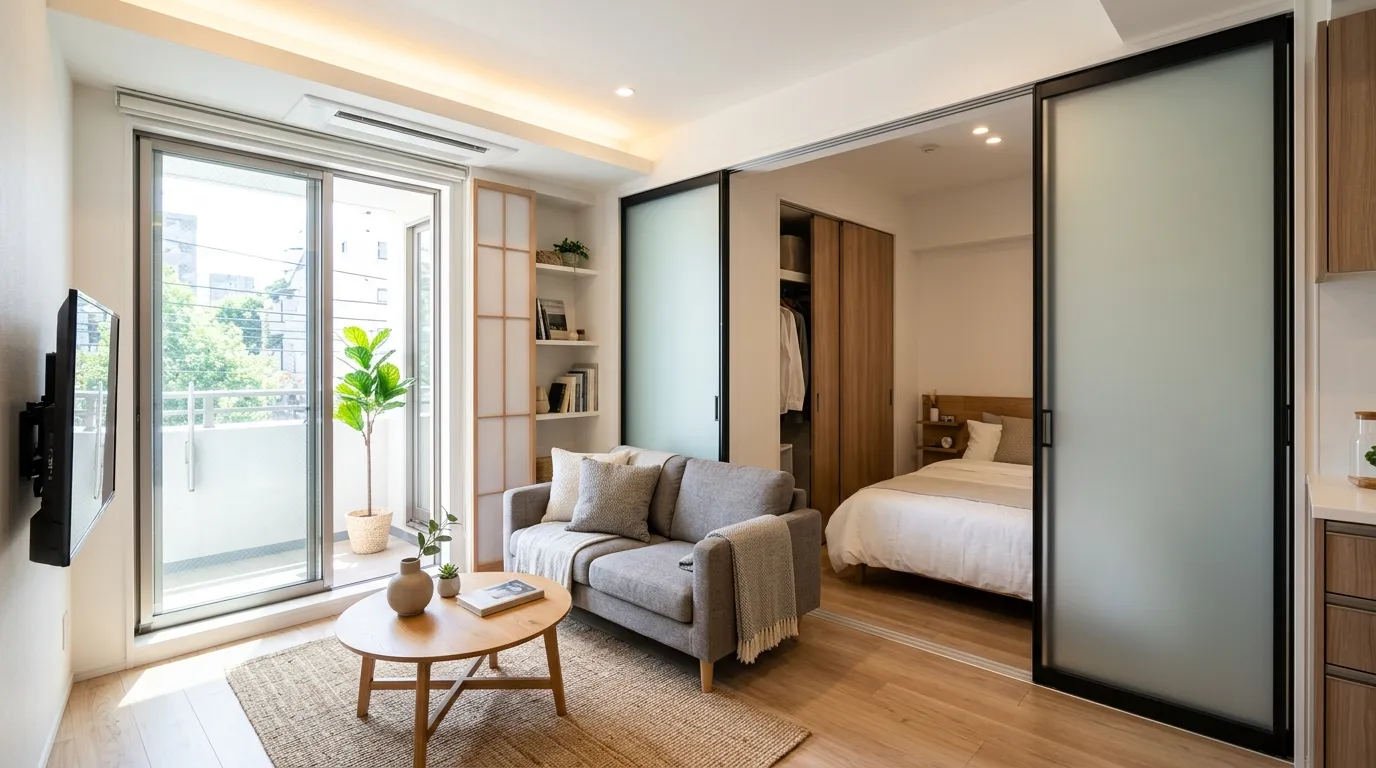 Minimal apartment with low profile sectional