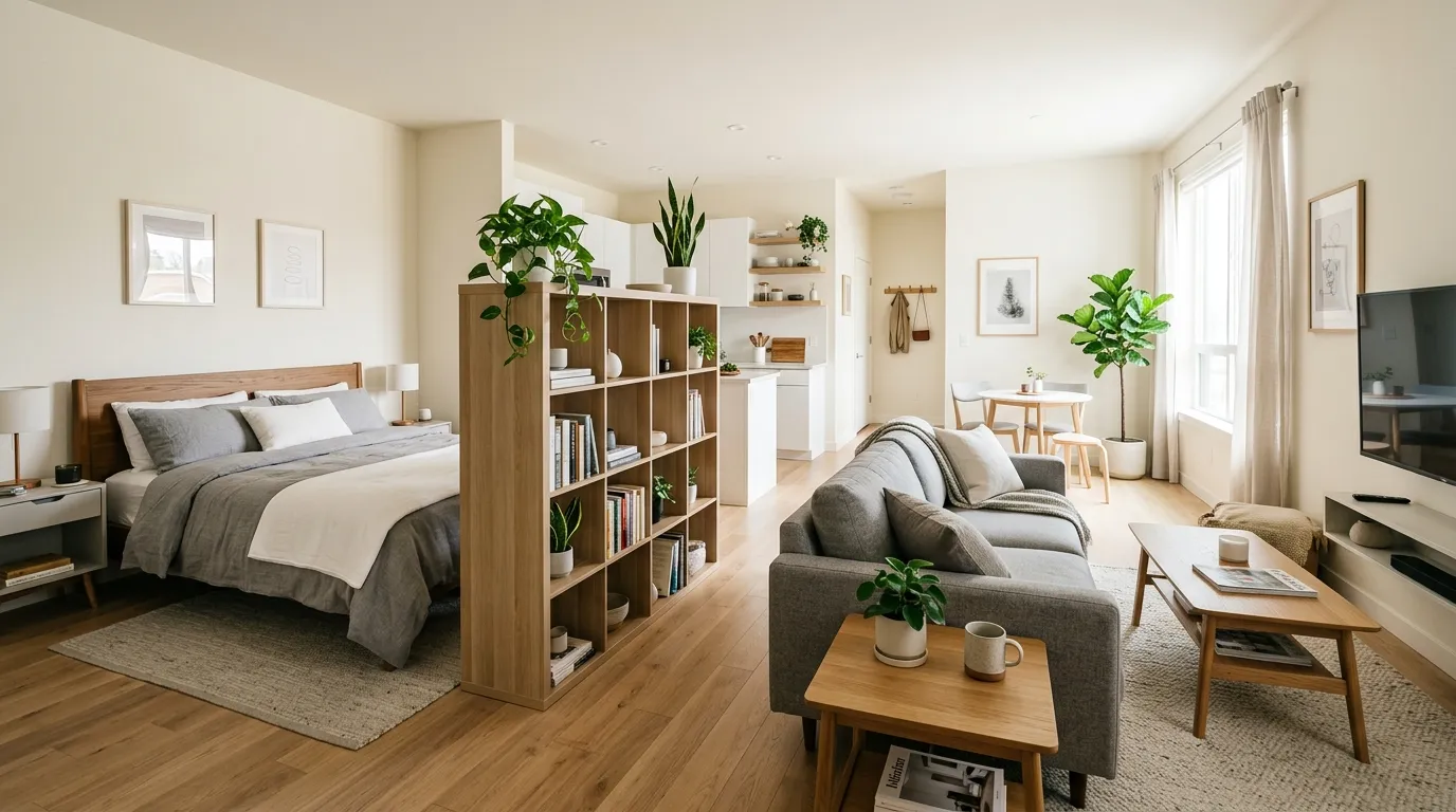 Tiny dining nook with built in bench seating and hidden storage drawers