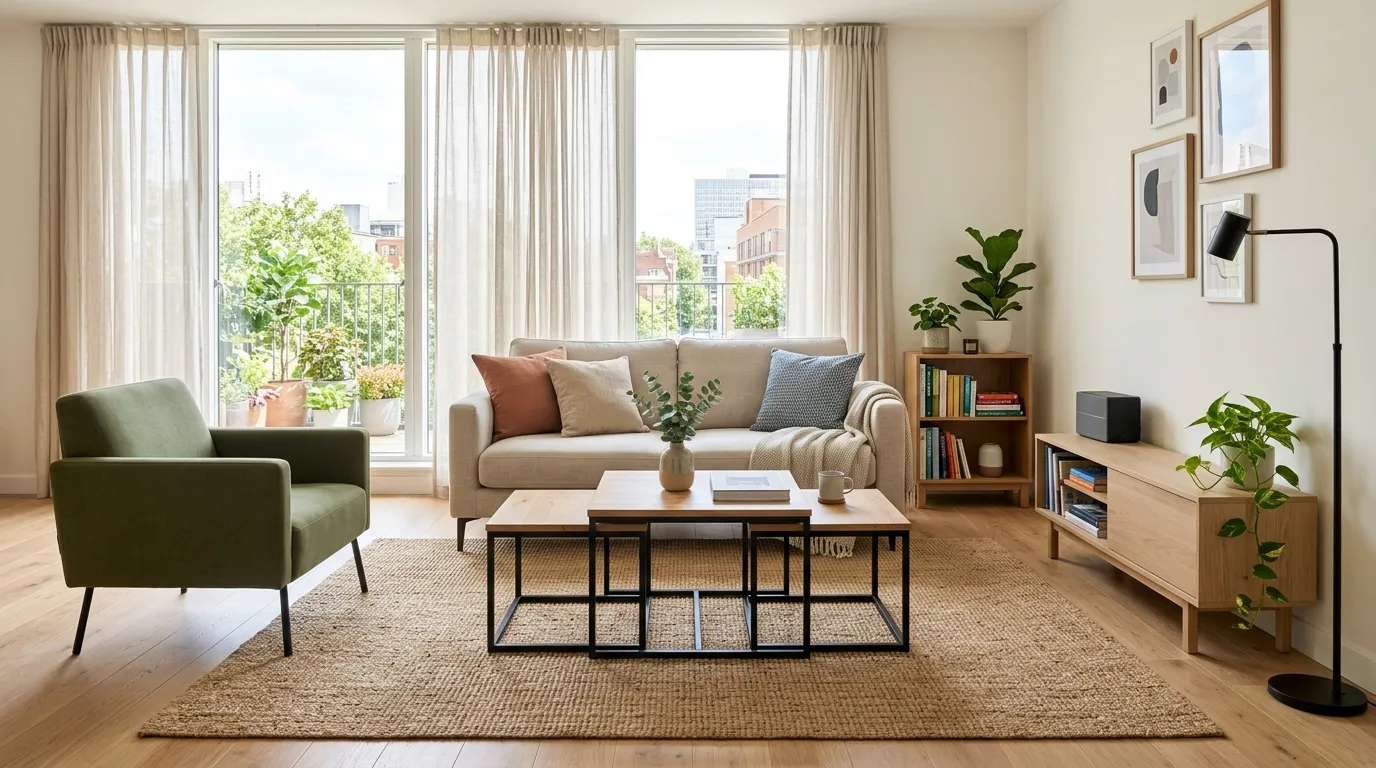 Stylish tiny apartment with one statement artwork