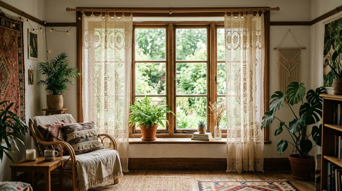 12 Charming Dream Crochet Curtain Ideas for Vintage Boho Style