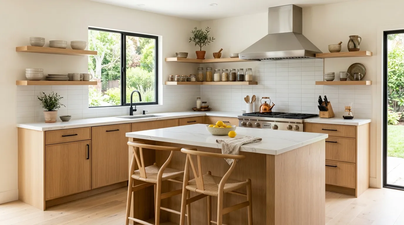 All white contemporary kitchen with hidden storage