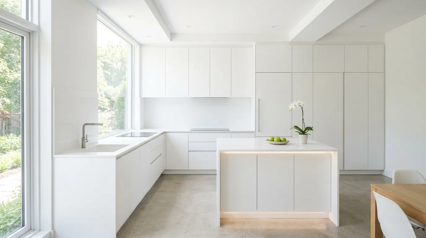 Kitchen with deep charcoal island