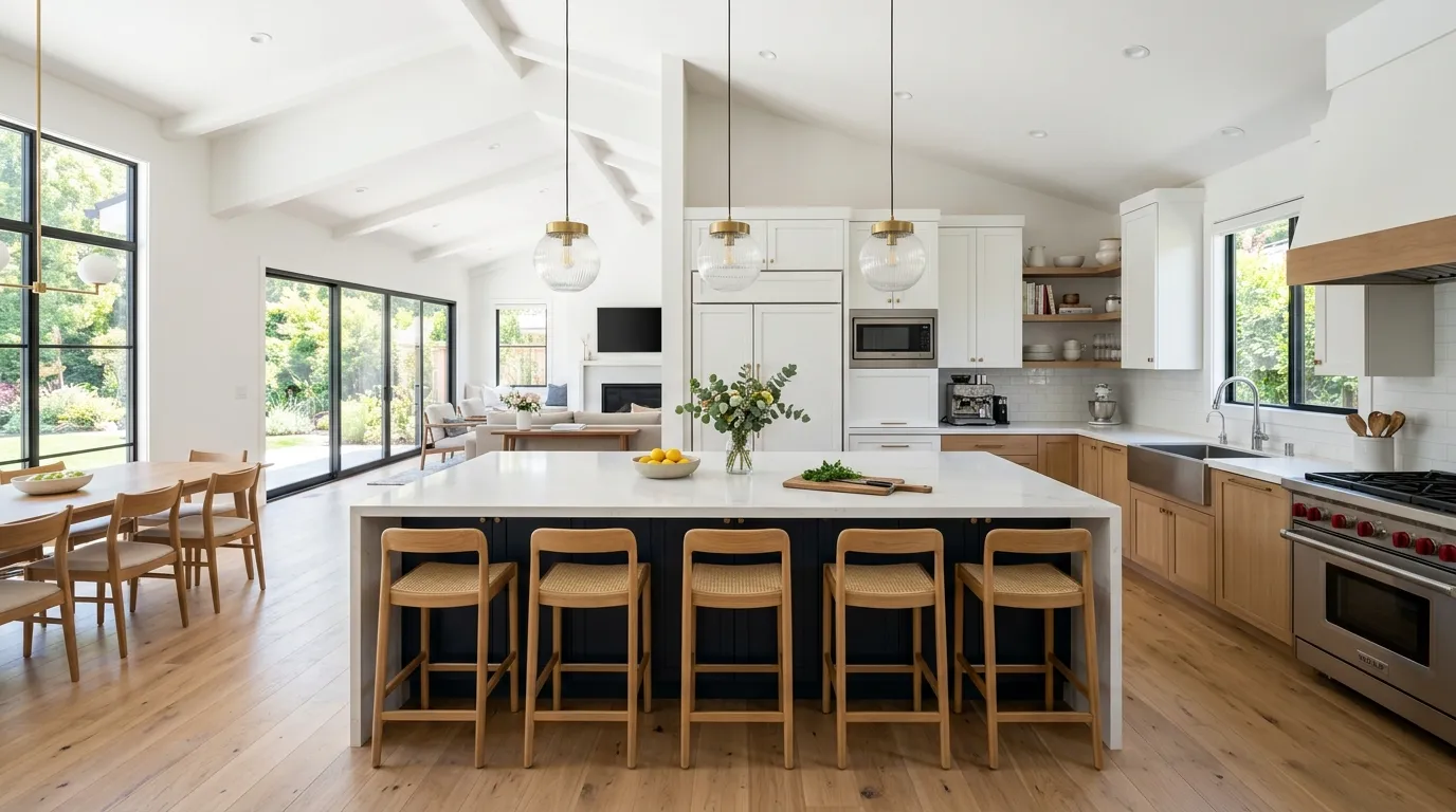 Scandinavian contemporary kitchen with light oak cabinets