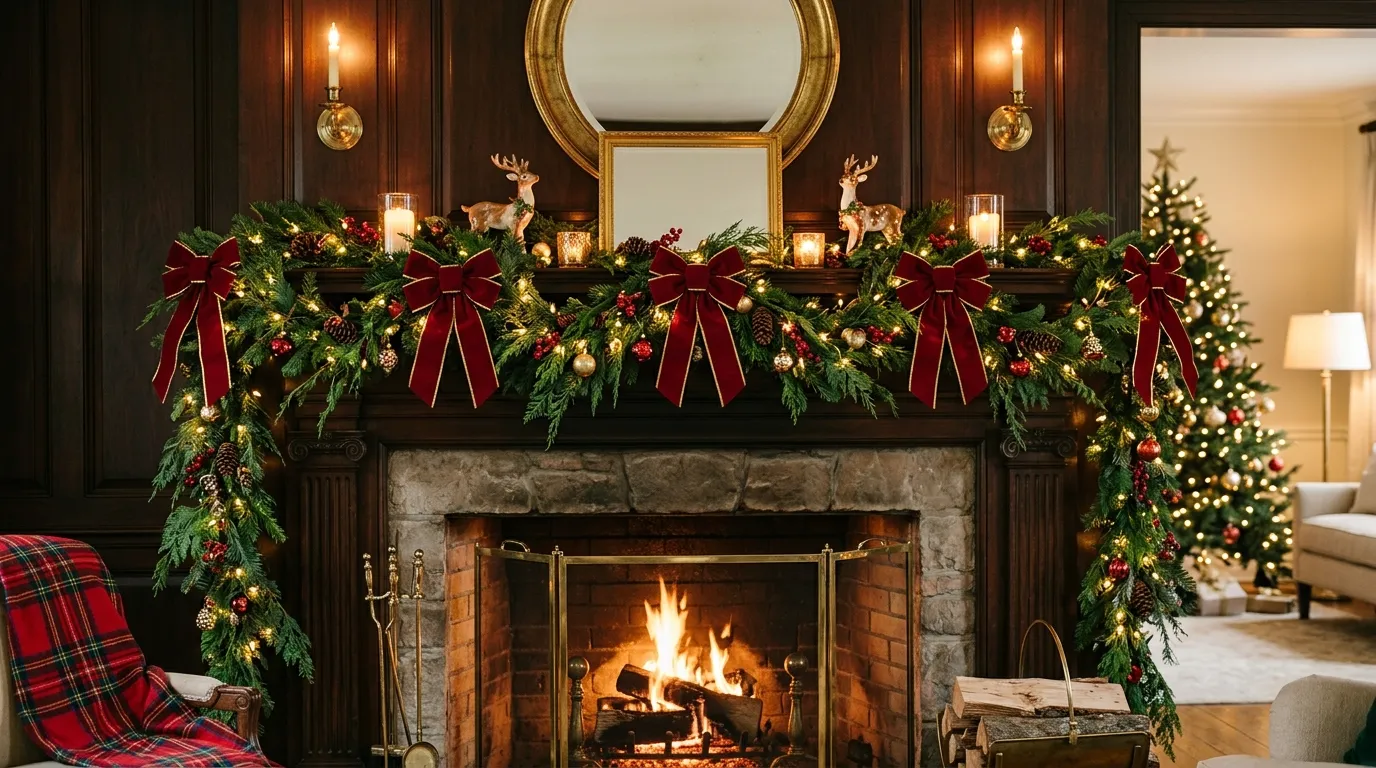 Mantel with layered mirrors