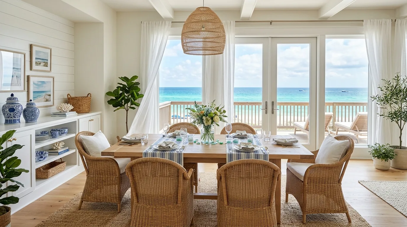 Small dining room with round pedestal table