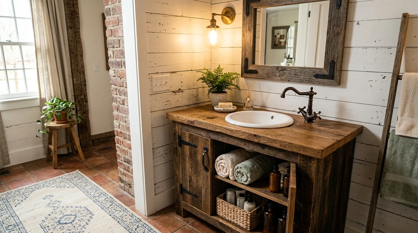 Corner vanity for tiny bathroom