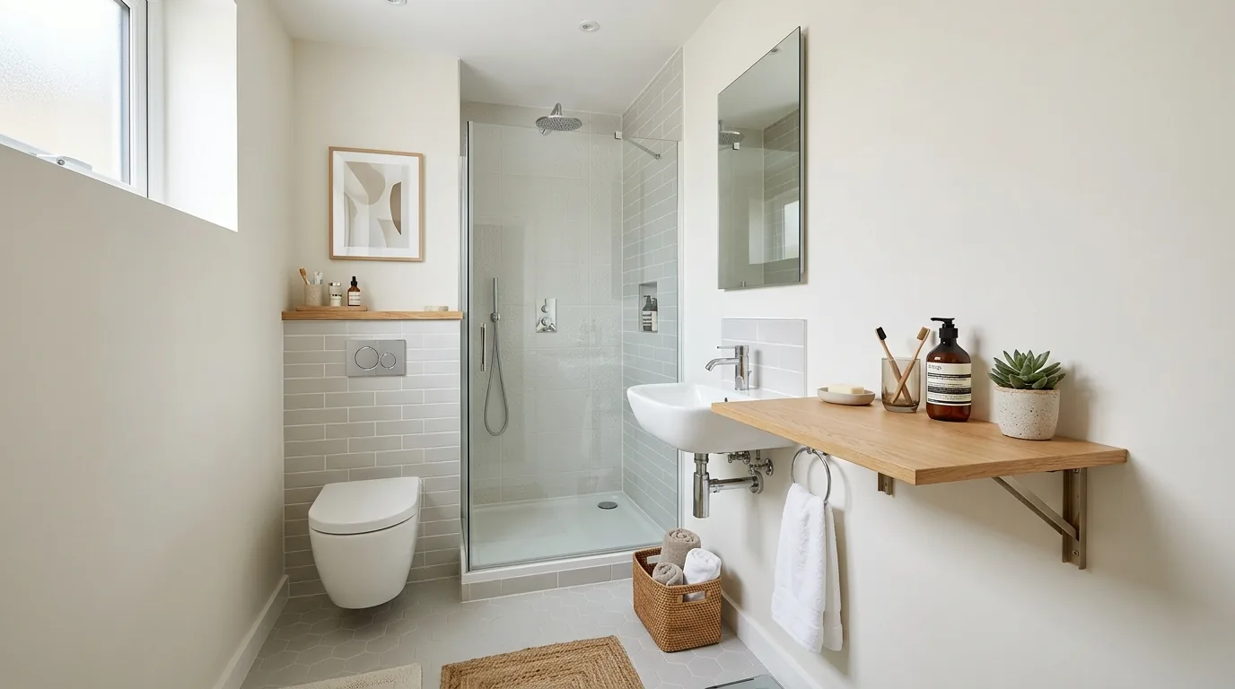 Farmhouse inspired vanity with petite sink
