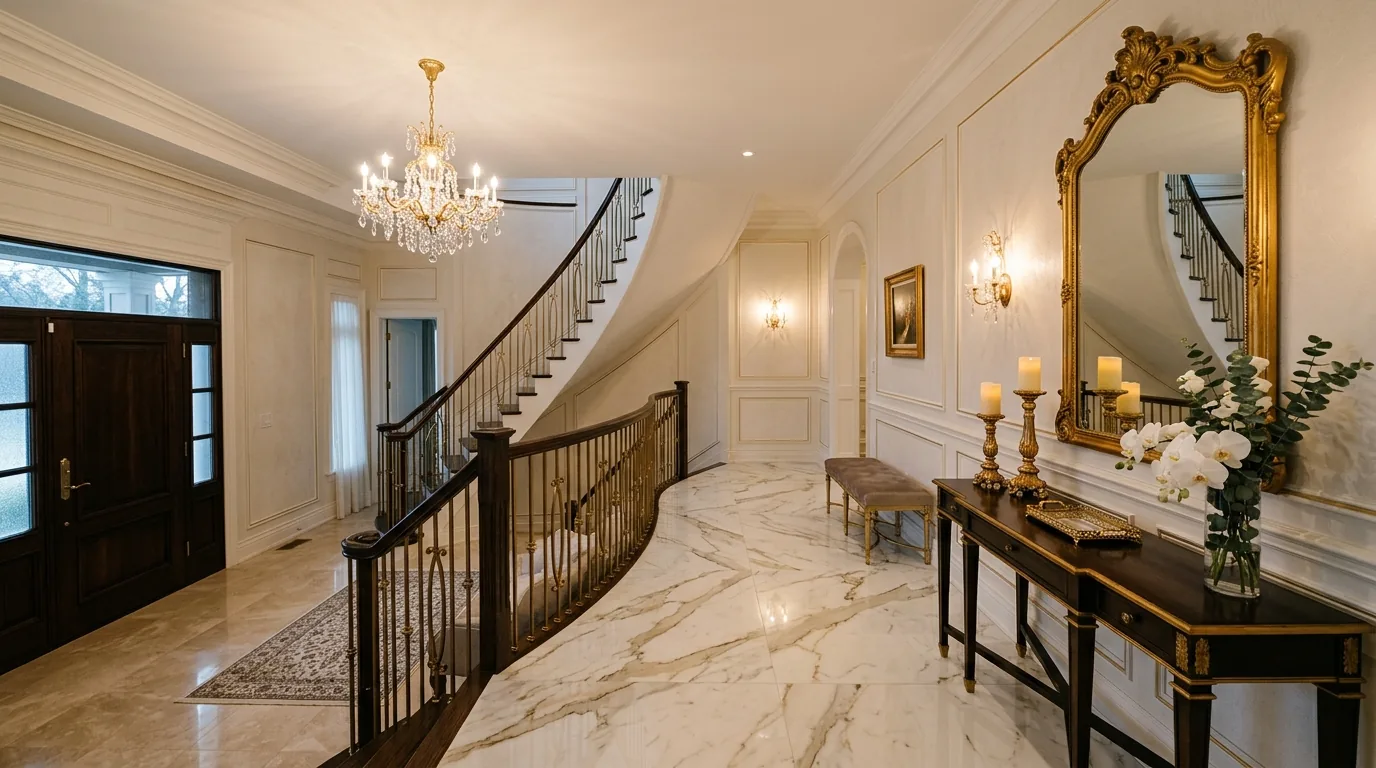 Small split foyer with wall hooks