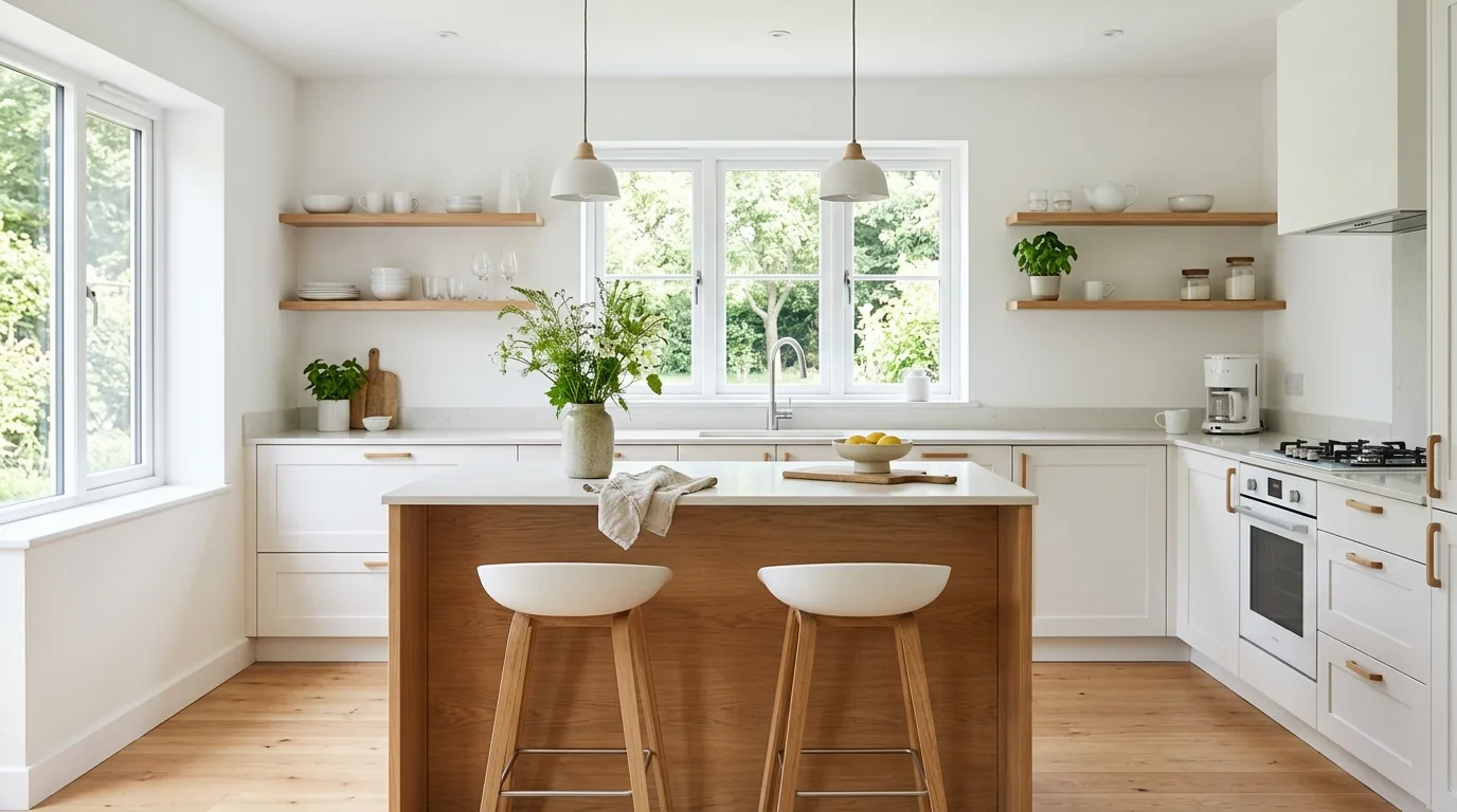 Soft curved island in modern kitchen