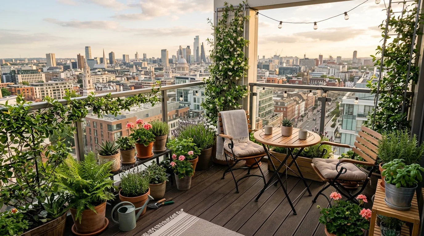 Small garden reading nook with pergola